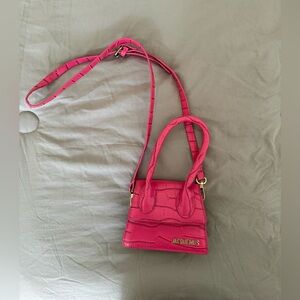 Mini hot pink crocodile purse
